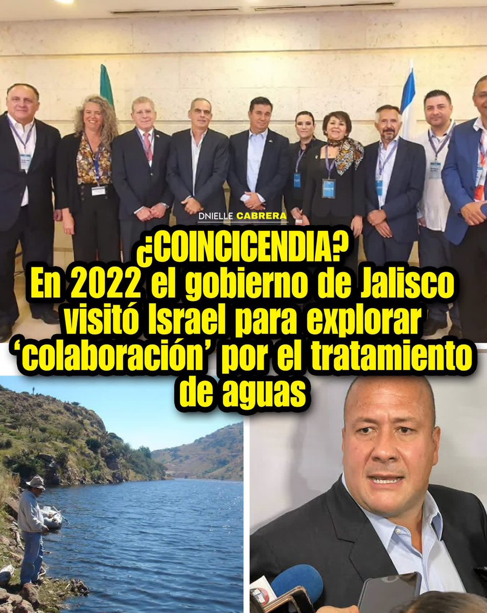 DnielleCabrera's tweet photo. 🚨¿COINCIDENCIA? GOBIERNO DE JALISCO YA VIAJÓ A ISRAEL PARA EXPLORAR 'TRATAMIENTO DE AGUA'

En redes sociales se difunde que el gobierno de Jalisco habría dañado el sistema de agua a propósito para entregarlo a empresas israelíes. La teoría se apoya en dos datos reales: en abril de 2016 el estado firmó con el Technion, instituto tecnológico israelí, una carta de intención de cooperación académica, que según la SRE estuvo vigente hasta abril de 2017, y en 2022 una delegación jalisciense visitó Israel para explorar colaboración tecnológica, entre ello tratamiento de aguas.