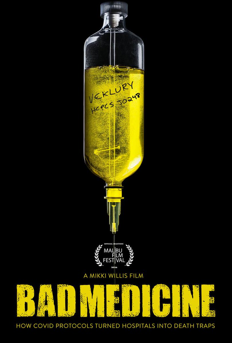 MikkiWillis's tweet photo. They died alone. This film is their voice.

I refuse to forget the 1,167,210 Americans who died in isolated ICU beds, fighting for life while being poisoned by deadly protocols designated for hospitalized COVID patients.

That’s why we made Bad Medicine.

This is their postmortem. They deserve one.

The film follows a twisted trail of hard evidence. Step by step, it exposes the tricks and tactics used to capture and control entire populations.

Now it’s time for their story to be seen.

🎬 LA PREMIERE | Sunday, November 15
Malibu Film Festival, Writers Guild Theater, Beverly Hills
Live Q&A moderated by Jimmy Dore
Seating is limited.
👉 [link in the comments]

Can’t make it to LA? Bad Medicine may be coming to a theater near you.
🎟 ONE NIGHT ONLY | Wednesday, December 16
We’re bringing this film to theaters across the country for one night but we need YOUR help to do it!

Each screening only happens if enough tickets sell in advance. If a theater doesn’t hit its number, the screening is canceled.

12 potential theaters are already lined up, with more coming.

Don’t wait. Your ticket could be the one that brings this film to your city.

👉 Grab your seat now [link in the comments]

Don’t see your city? Request a screening on the same page.

Mainstream outlets won’t be promoting this film. It reaches theaters only if we fill them. Please get a ticket and share far and wide!
