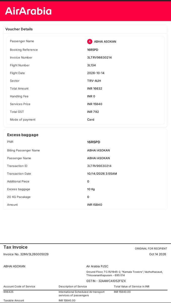 abhaiasokan's tweet photo. @makemytripcare Kindly gind the bill from airarabia which inpaid as per the confirmation from MakeMyTrip call center ( check screenshot) on the travel date at the check in counter.Please immediately process my refund. https://t.co/sp6ui8Gyd6