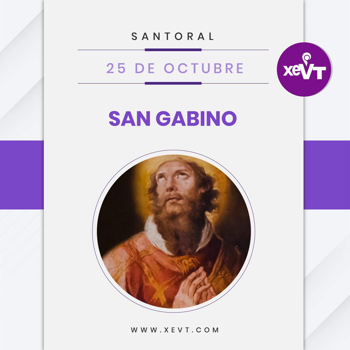 xevtfm's tweet photo. #25DeOctubre ⛪️| San Gabino

#LasEfemérides🗓️ #SeñalQueUne📡#XEVT🎙️ https://t.co/OcxOxVi729