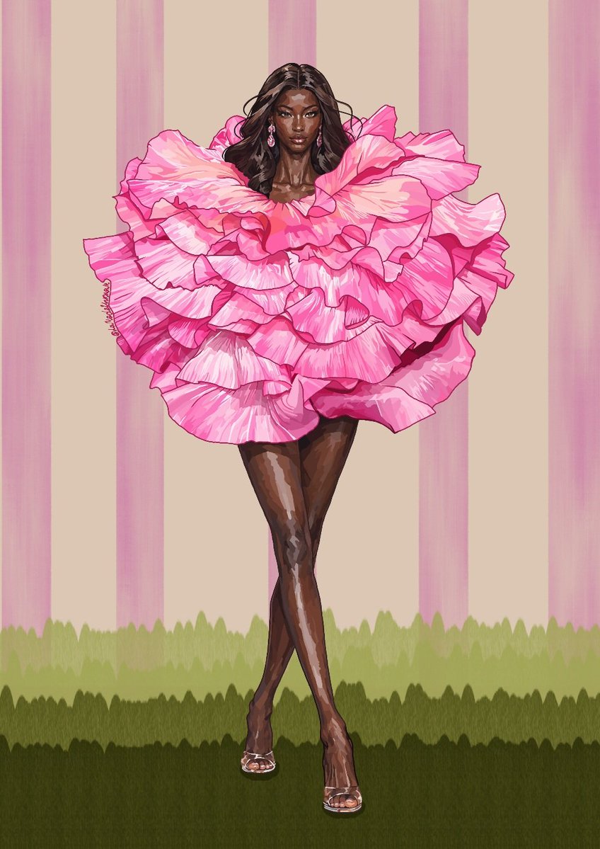 LaModeUnknown's tweet photo. Just finished painting Anok Yai in that gorgeous ROSE look for ✨️Victoria's Secret✨️ fashion show.🪡

PS: I'm so obsessed with how I illustrated the face 😭 https://t.co/p1s8wgb6dU