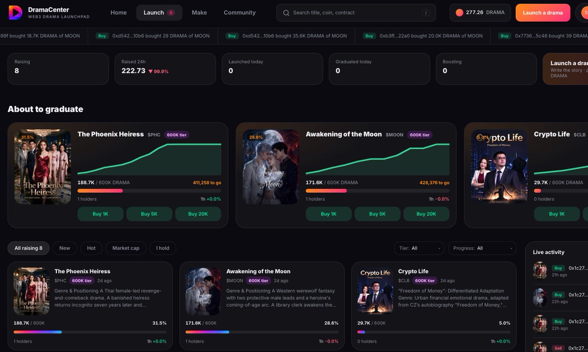 DramaCenter_AI's tweet photo. 🚀 SYSTEM UPDATE COMPLETE
✅ Bitget Wallet Now Supports Drama Chain
🎙️ AMA Starting in 12 Hours
🎬 CZ "Binance Life" Short Drama IP — Launching Soon
🌐 https://t.co/A1VZV8PWGG
✈️ https://t.co/cYTY1BYhC8
📋 KEY UPDATES:
1️⃣ Short Drama IP Launch & Trading Now Live
2️⃣ Drama Mainnet Officially Launched
3️⃣ Multi-chain Flash Swap, Cross-chain Bridge & SWAP Deployed
4️⃣ The DMC Token has been changed to "drama".The DMC tokens will be migrated.
5️⃣ Email Login Auto-generates Drama Chain Address
6️⃣ AI Computing Power Card Draw for Content Creation
7️⃣ Comm、Watch-to-Earn & Weekly Ranking Retained
8️⃣ Referral System Optimized (Create, Trade, Consume)
🎭 ABOUT DRAMA
Drama is a short drama production & launch platform connecting investors,
creators, and viewers. We're reshaping AI-powered short drama production
and becoming the Meme Coin Launchpad 2.0 — protecting investor interests
while combining Web3, AI, short drama, and meme launch mechanics to build
the most valuable blockchain project in the space.