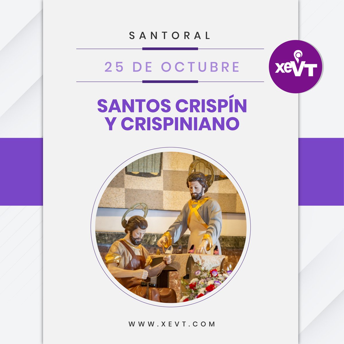 xevtfm's tweet photo. #25DeOctubre | Santos Crispín y Crispiniano

#LasEfemérides🗓️ #SeñalQueUne📡#XEVT🎙️ https://t.co/fTJqf76K3X