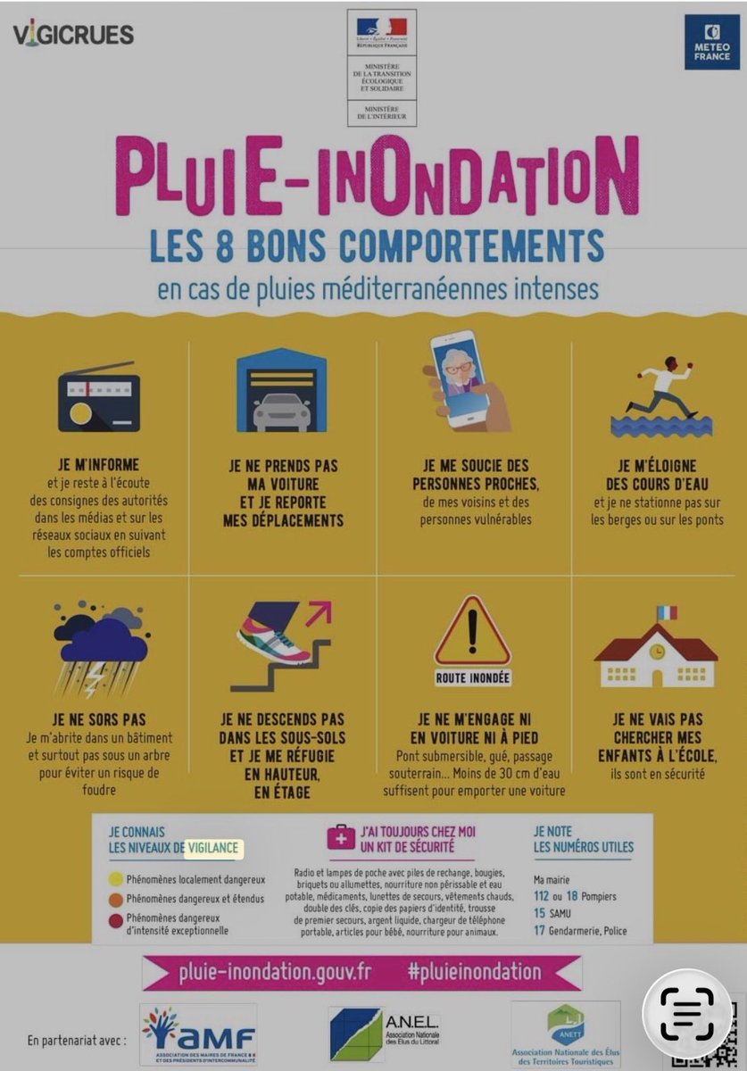 antibes_jlp's tweet photo. ⚠️ 🟠 VIGILANCE ORANGE PLUIE-INONDATIONS

Météo-France vient de placer les Alpes-Maritimes en vigilance orange pour pluie-inondations. L’épisode est attendu cette nuit, jusqu’à 4h du matin.

Le Poste de commandement communal se réunit ce soir à 23h aux Espaces du Fort Carré afin de suivre la situation et de coordonner les mesures nécessaires.

La Ville appelle chacun à la plus grande prudence et à limiter ses déplacements jusqu’à la fin de l’alerte, prévue vers 3h du matin.

Évitez les zones inondables, ne vous engagez jamais sur une route submergée et tenez-vous informés de l’évolution de la situation.