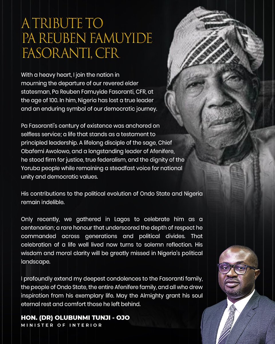 BTOofficial's tweet photo. Rest on, one of the last great titans of Chief Obafemi Awolowo's progressive family. https://t.co/TF1hCUs8F7