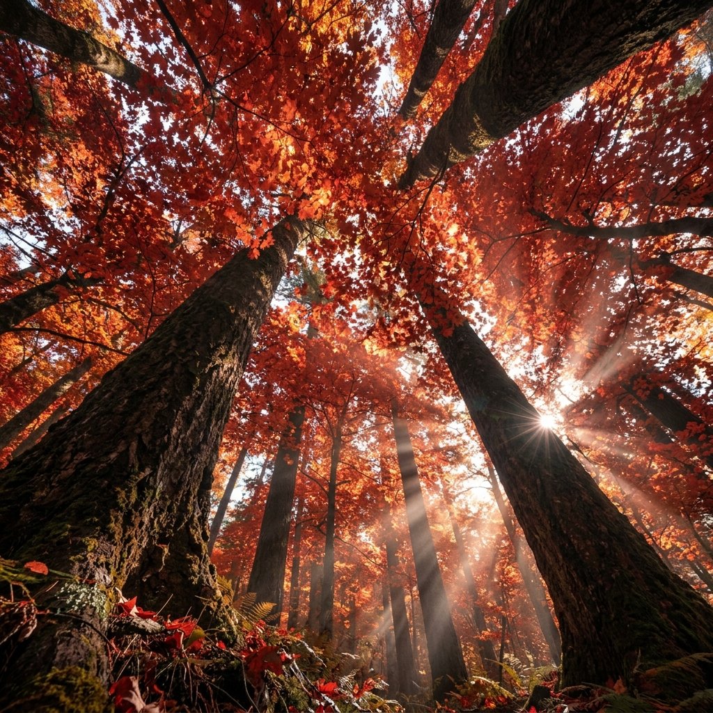 dfl_inc_jp's tweet photo. AI image generation
#Nano Banana 2 #masterpiece #realistic photo #landscape #Worm's-eye view #crimson maple canopy #shafts piercing leaves #vermilion glow #crisp air https://t.co/O9ntNgBb0f