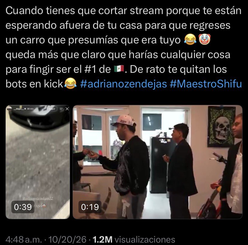 lnkieto's tweet photo. Hacen famosa a pura gente pendeja, no cabe Duda que ese tal adriano zendejas ( maestro shifu ) es un pendejazo y lacra, todo lo que ah salido a la luz pobre pendejo 🤣 https://t.co/miiY3nWe2G