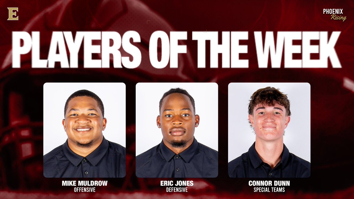 ElonFootball's tweet photo. Game 8️⃣ vs. Stanford

Players of the Week. 

#PhoenixRising | #AED https://t.co/lu93UERVIM