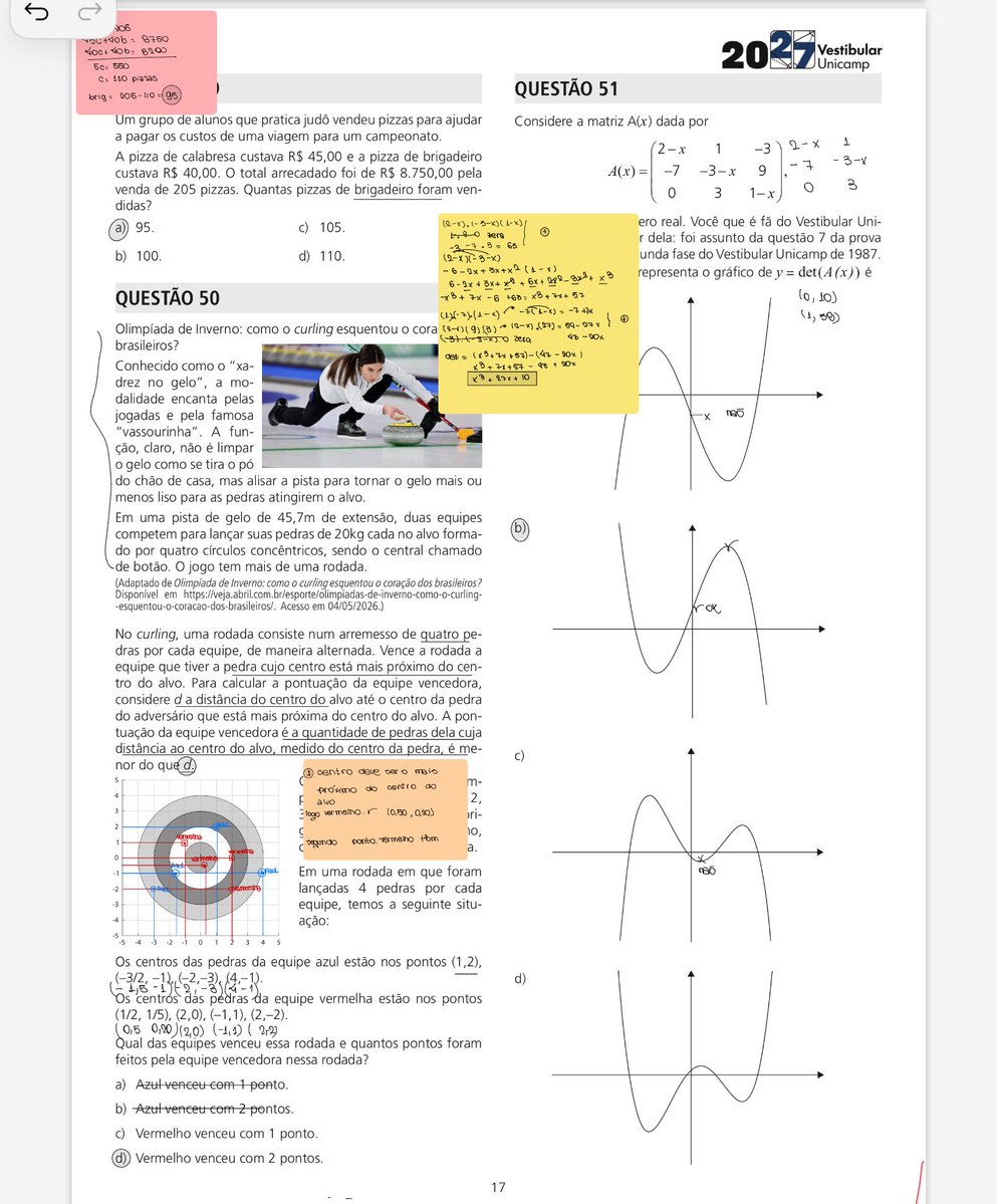 studymora's tweet photo. me rendi e fazendo a unicamp alguém sabe como fazer a 51 de forma mais rápida (última vez que estudei determinante de maneira aprofundada tava no EM) https://t.co/LDcgoJGopF