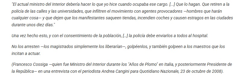 dave73es's tweet photo. Desestabilizar para estabilizar. Caos predeterminado y orden ad hoc.
Confesión del antiguo Ministro del Interior italiano,  Cossiga, ya fallecido, activo en la década de 1970.
Fue el artífice de la "estrategia de la tensión" y, antes de morir, reconoció : https://t.co/HGp1aDneI0
