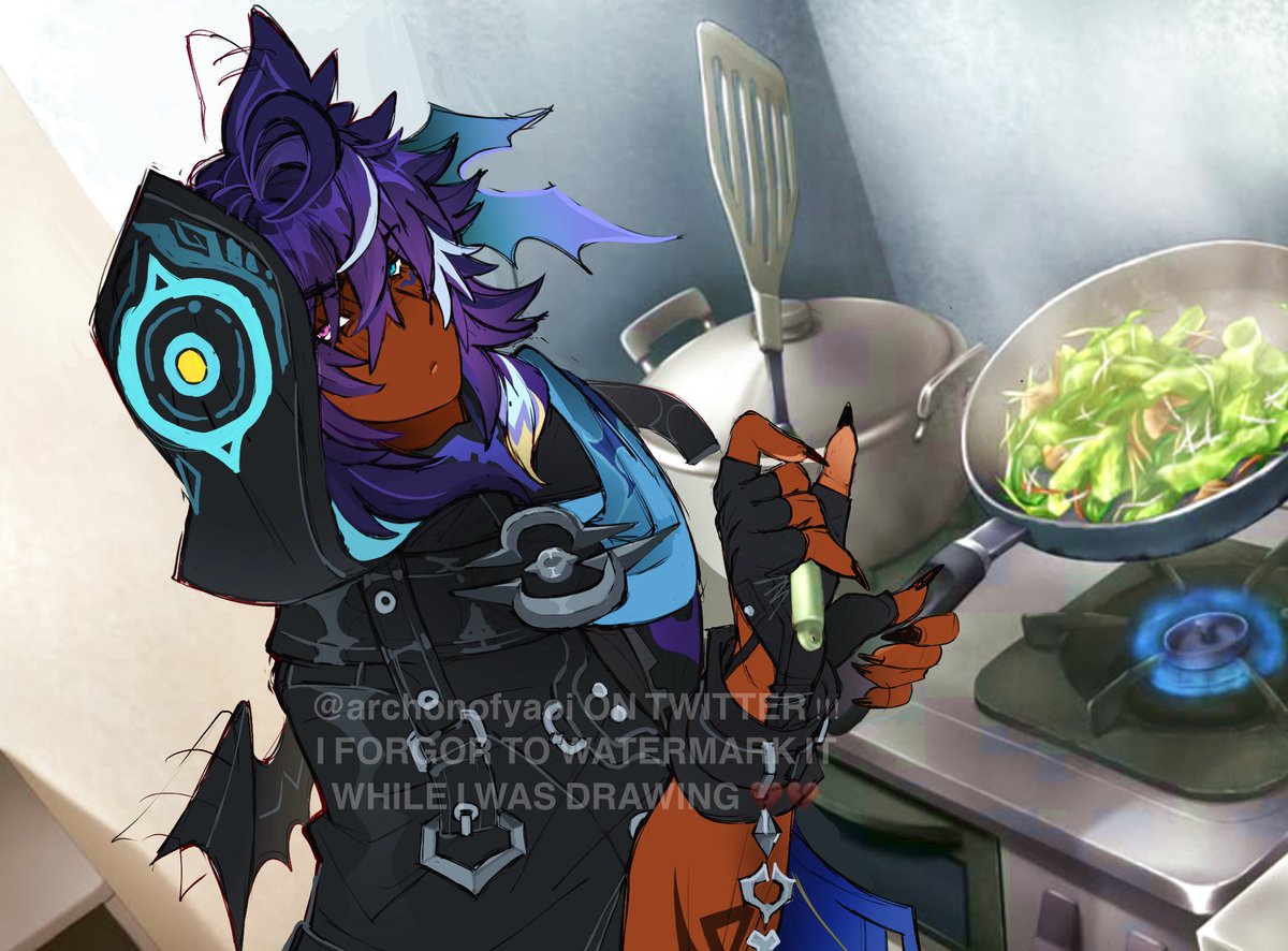 archonofyaoi's tweet photo. how it feels to cook a yummy meal as a boy hashtag male + honey glazed ceviche version #ororon https://t.co/nw1GpnrhUb
