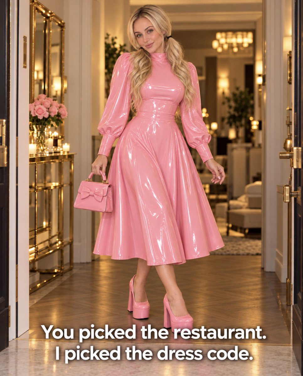 GoddessJulie__'s tweet photo. Your first mistake was saying, “You can pick my outfit.”

Your second was assuming I meant jeans.

Because now there’s a pink dress on the hanger, matching platforms by the door, and you’re asking a suspicious number of questions for someone who “doesn’t care about fashion.”

“Is there another colour?”
Yes. But I bought pink.

“Won’t we match?”
That was the entire plan.

“What if someone looks?”
Darling, you chose a girlfriend who treats the pavement like a runway. Someone was always going to look.

Then you finally check the mirror.

Silence.

A little turn.

Another little turn.

And suddenly the question isn’t “Do I have to wear this?”

It’s “Can you take a picture before we leave?”

Funny how quickly “that’s not my style” becomes “wait, get my shoes in the shot.”

Be honest: which slide would have convinced you?