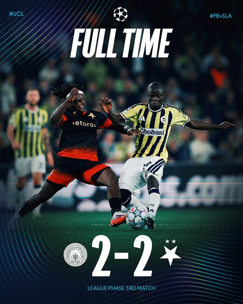 Tibush2's tweet photo. ⚽ Points shared in Istanbul!

Fenerbahçe 2-2 Slavia Prague. Oğuz Aydın and a Mason Greenwood stunner put Fener 2-0 up inside 11 minutes, but Slavia fought back to earn a draw. 🔥

📸 @Fenerbahce
#FBvSLA #UCL #Fenerbahce https://t.co/oLiwbFxseD