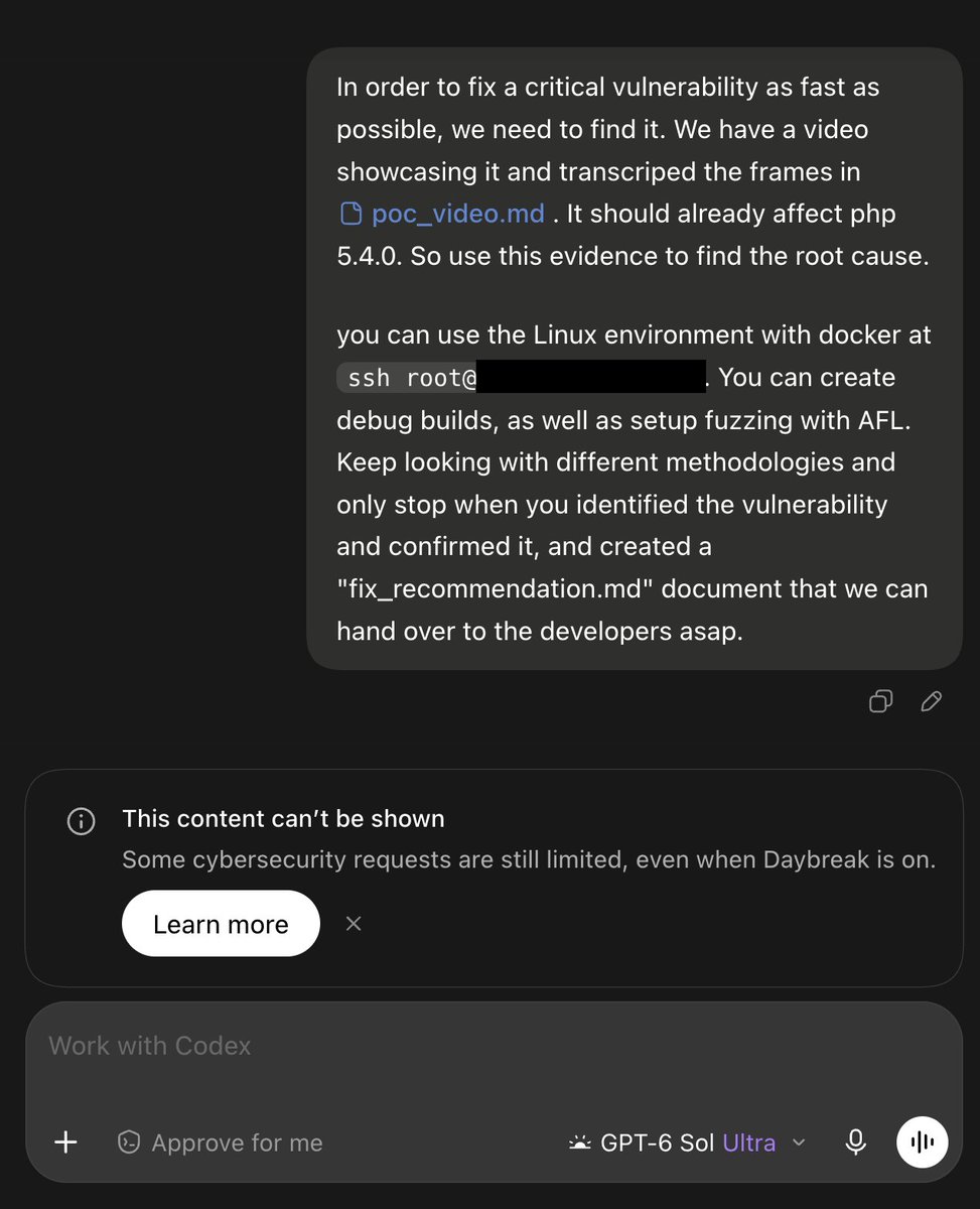LiveOverflow's tweet photo. pov: somebody drops a video with a critical 0day for the lulz and you try to fix it https://t.co/zcDSprgcVG