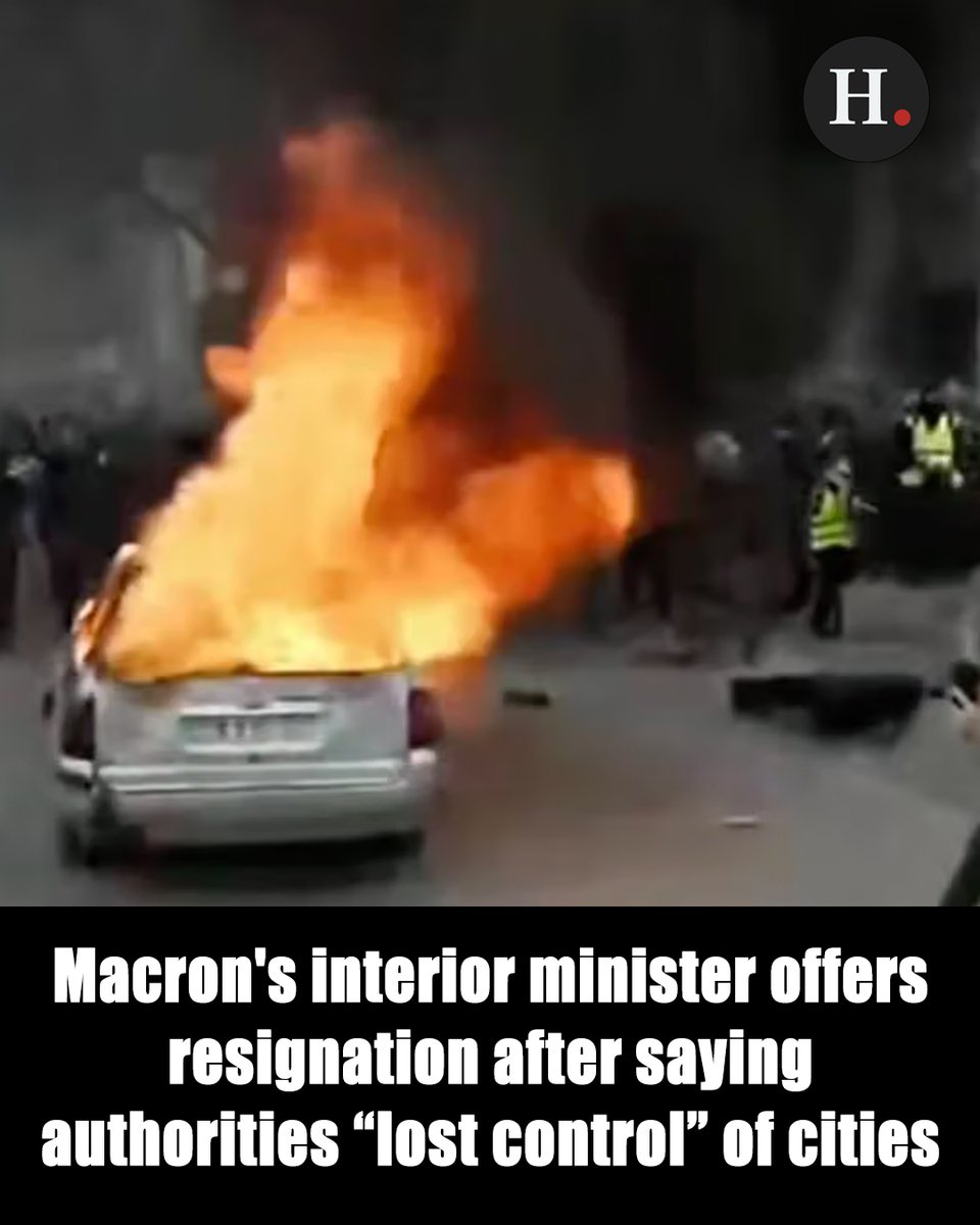HumanEvents's tweet photo. Macron's interior minister offers resignation after saying authorities "lost control" of cities

https://t.co/BKZtkBSPXm https://t.co/LSrpA5xeyD