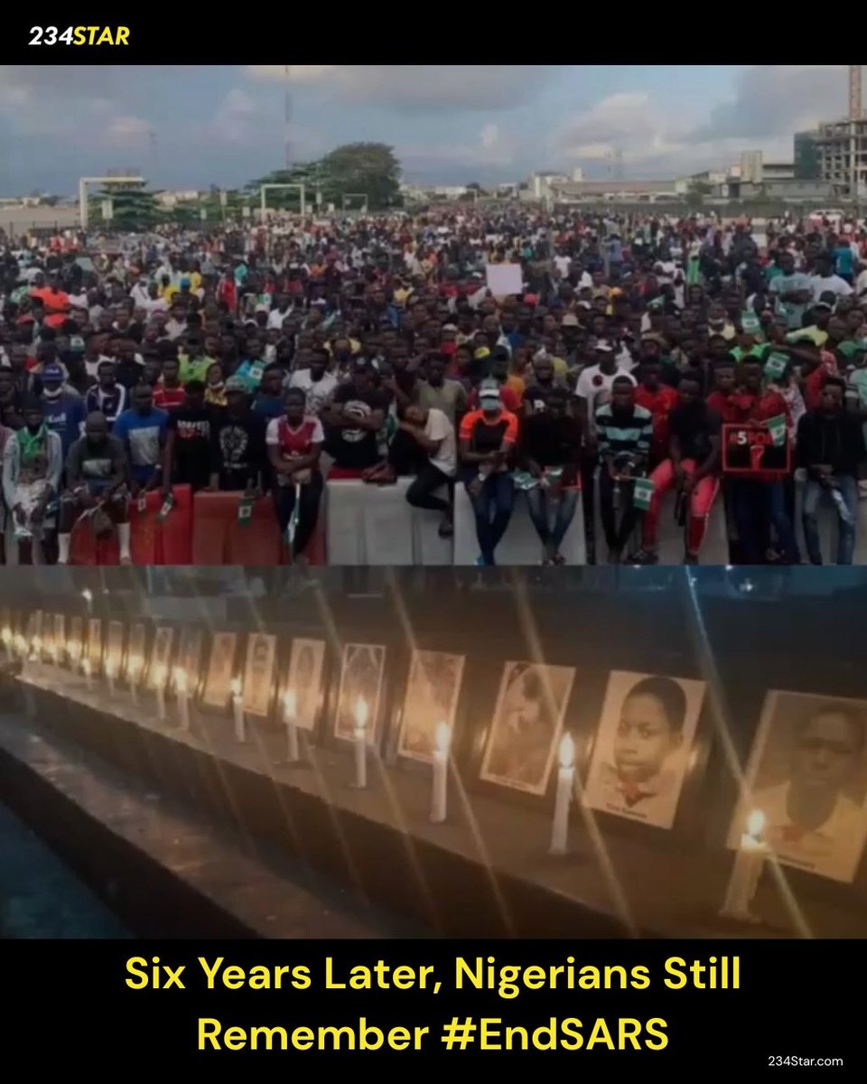 theNETng's tweet photo. Years have passed, but the memories of EndSARS remain. 🕊️

Nigerians mark the anniversary of the protests and remember the lives lost at the Lekki Toll Gate…We remember 🇳🇬🕊️

#endsarsmemorial #endsars https://t.co/9FE6HPK3Bi