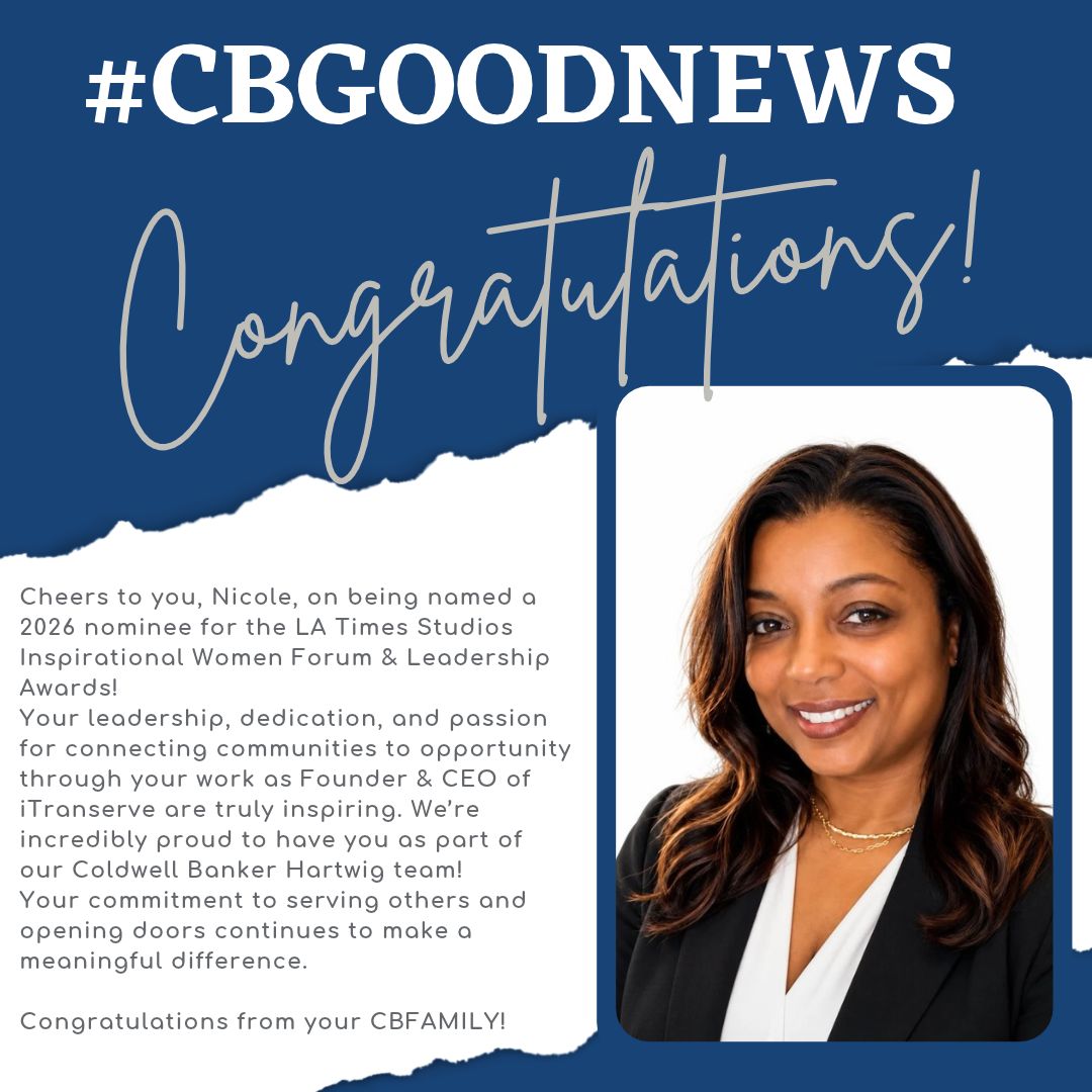 CBHomeSource's tweet photo. How about some #CBGOODNEWS !?
Huge congratulations to Nicole Rouzan on her 2026 nomination for the LA Times Studios Inspirational Women Forum &amp; Leadership Awards!

#cbhartwig #coldwellbanker #topagent #Inspirational https://t.co/eqBlEMXr8j