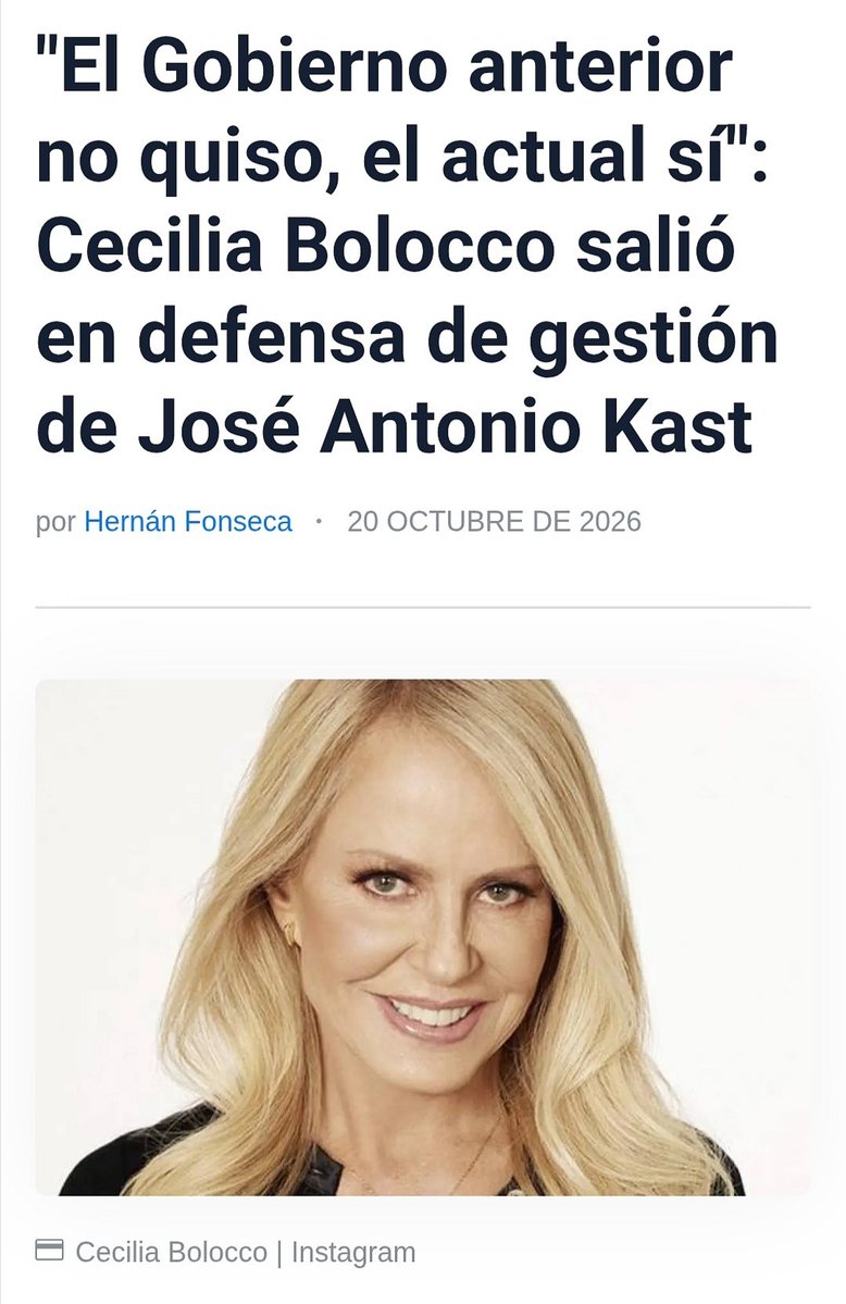 Chileno17039890's tweet photo. #URGENTE Cecilia Bolocco DEFENDIÓ LA GESTIÓN DEL PRESIDENTE JOSÉ ANTONIO KAST en materias relacionadas con el cáncer, señalando que "El Gobierno anterior no quiso, el actual sí, Ahora existe voluntad política para el manejo de la salud oncológica"🇨🇱(#Lluvia INDH 
#SistemaFrontal) https://t.co/yfjMyTTKsT