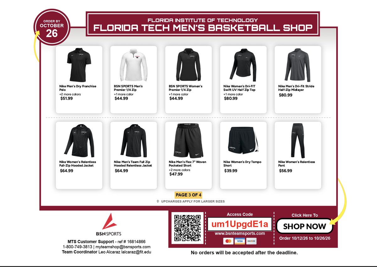 FloridaTechMBB's tweet photo. 🚨𝐅𝐥𝐨𝐫𝐢𝐝𝐚 𝐓𝐞𝐜𝐡 𝐌𝐞𝐧'𝐬 𝐁𝐚𝐬𝐤𝐞𝐭𝐛𝐚𝐥𝐥 𝐓𝐞𝐚𝐦 𝐒𝐭𝐨𝐫𝐞 𝐢𝐬 𝐋𝐢𝐯𝐞🚨

Grab the newest gear and support the Panther Basketball program today🔥

Use the link below to order, shop closes in six days❗️

https://t.co/hqhQmVdZ7w

#GoPanthers l #TechBuilt https://t.co/u7urkLEoBl