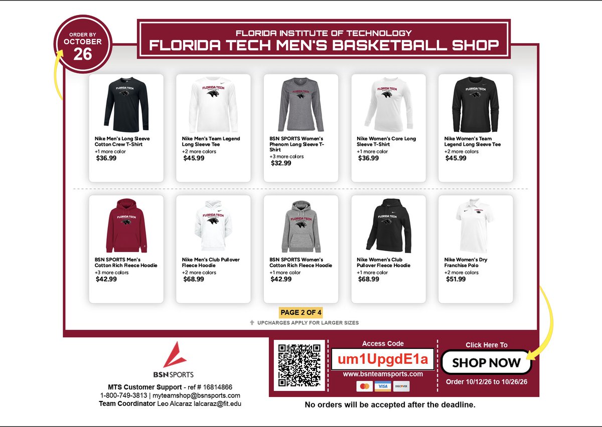 FloridaTechMBB's tweet photo. 🚨𝐅𝐥𝐨𝐫𝐢𝐝𝐚 𝐓𝐞𝐜𝐡 𝐌𝐞𝐧'𝐬 𝐁𝐚𝐬𝐤𝐞𝐭𝐛𝐚𝐥𝐥 𝐓𝐞𝐚𝐦 𝐒𝐭𝐨𝐫𝐞 𝐢𝐬 𝐋𝐢𝐯𝐞🚨

Grab the newest gear and support the Panther Basketball program today🔥

Use the link below to order, shop closes in six days❗️

https://t.co/hqhQmVdZ7w

#GoPanthers l #TechBuilt https://t.co/u7urkLEoBl