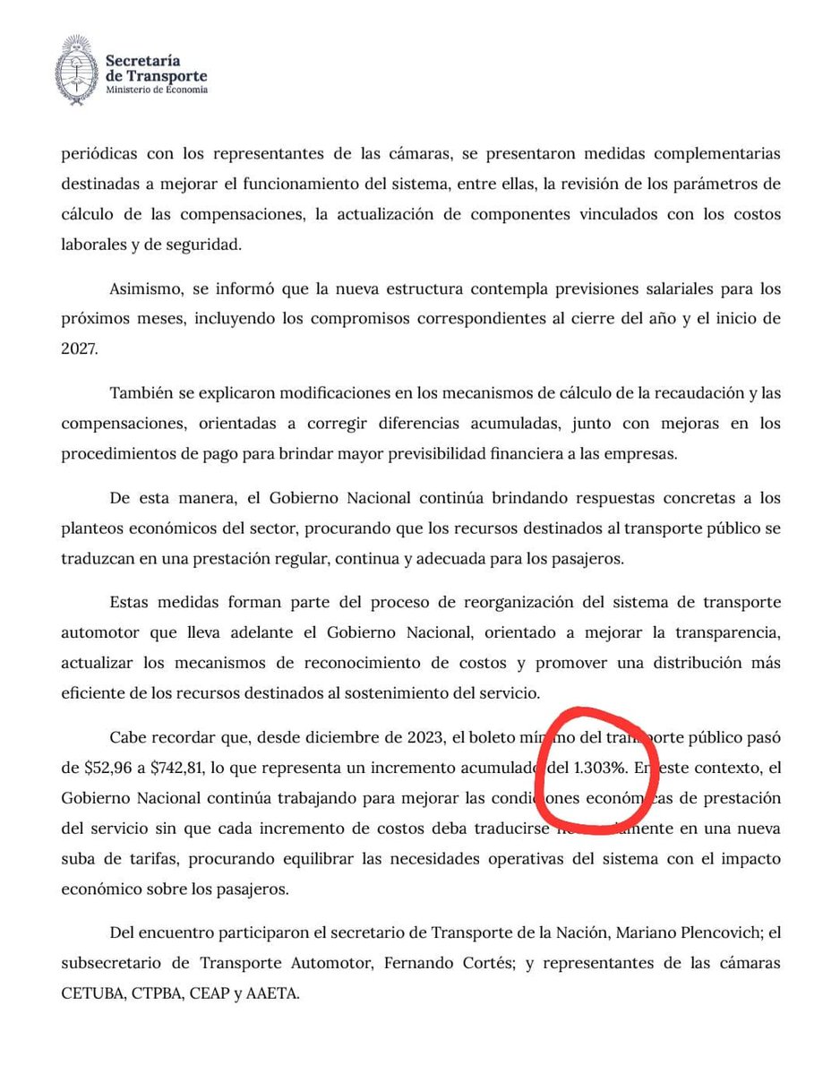 javisluk's tweet photo. Para desestimar el reclamo de los empresarios, el Gobierno reconoció que desde diciembre de 2023 aumentó el boleto de colectivos un 1303%.

Casi cuatro veces más que la inflación acumulada en el período, que fue de un 344%.

Y después Milei se pregunta por qué el "consumo" que mide el Indec (que incluye el gasto en servicios) está por las nubes.