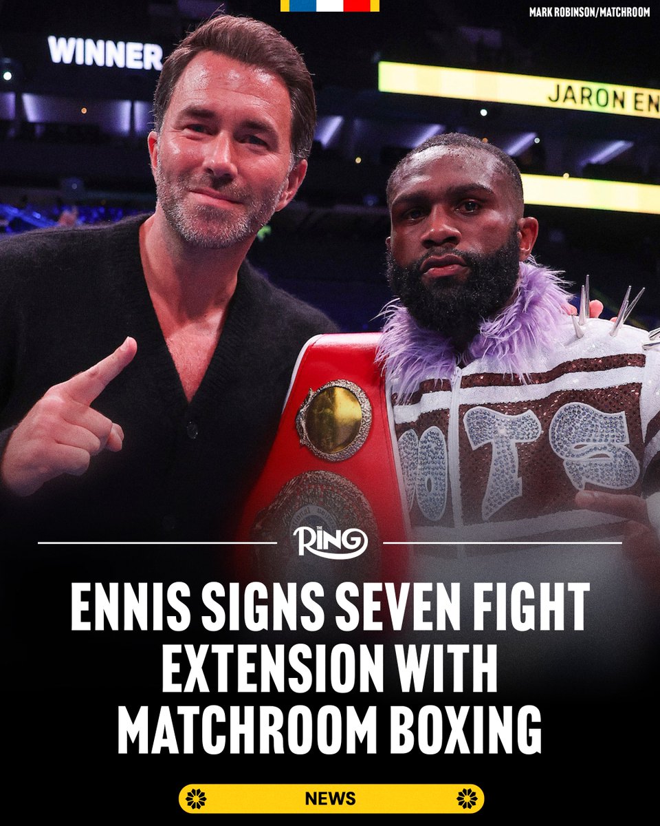 ringmagazine's tweet photo. ✍️ Announced: Jaron ‘Boots’ Ennis has signed a seven fight contract extension with Matchroom Boxing.

Matchroom also announced a multi-fight extension with Josh Kelly earlier today  👀 https://t.co/UExlJjjpT0