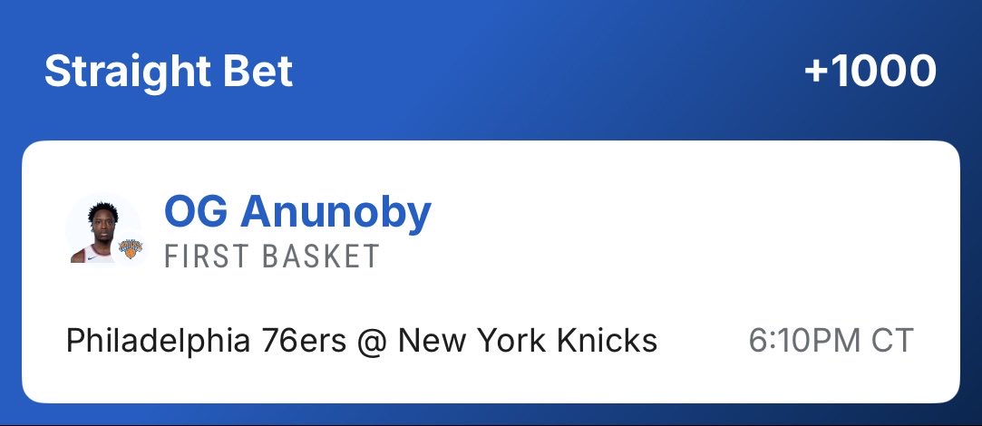 mossgambles's tweet photo. OG sneaky first basket scorer? I like to sprinkle on plays like this whenever I get no sweat tokens. $5->$50 if we get lucky, if not, the $5 goes on a high-quality sharp money/+EV bet per usual.

LETS RIDE 
#firstbasket #nba #fanduel https://t.co/5lJqQFhO2u