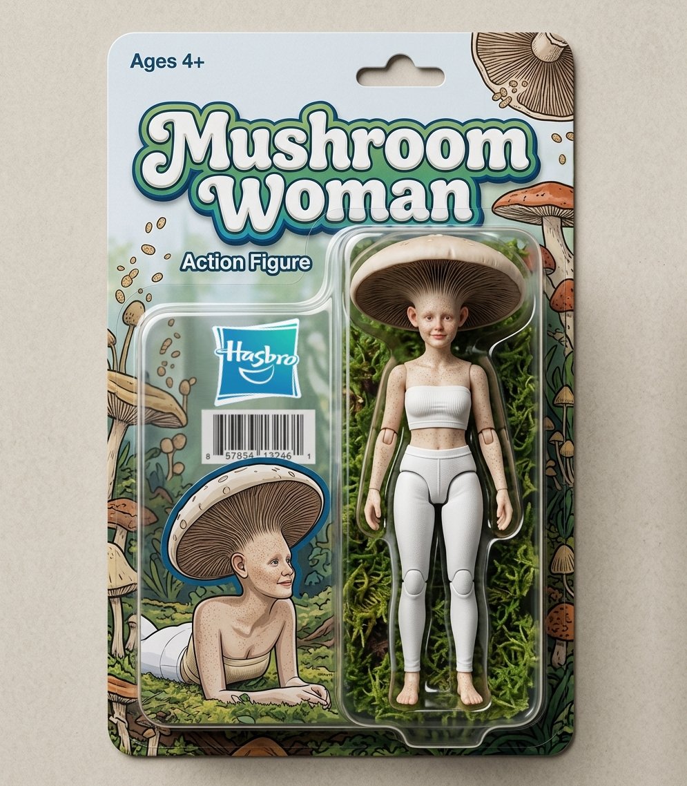 AdamUpdates's tweet photo. Mushroom woman action figure... #fungi #mushrooms #ActionFigures https://t.co/seHMPE6CXY