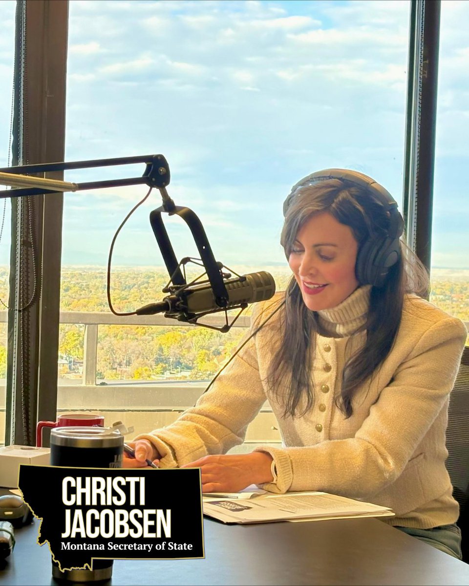 SOSJacobsen's tweet photo. Great joining John live in studio in Billings for Montana Talks this morning, taking calls as we get set for the Nov. 3 General Election! Return your absentee ballots promptly, or we'll see you polling place voters in person on 11/3! #mtnews #mtpol https://t.co/zMRFBLNb92
