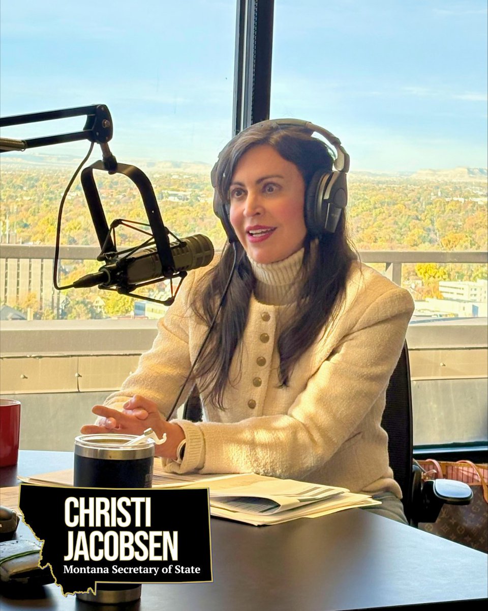 SOSJacobsen's tweet photo. Great joining John live in studio in Billings for Montana Talks this morning, taking calls as we get set for the Nov. 3 General Election! Return your absentee ballots promptly, or we'll see you polling place voters in person on 11/3! #mtnews #mtpol https://t.co/zMRFBLNb92