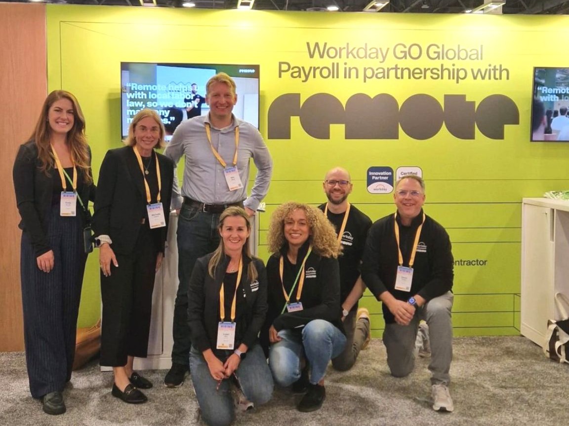 remote's tweet photo. That's a wrap on #WDAYRising 🙌 Proud to be there as a Gold sponsor.

As a @Workday Platinum Partner and Certified Integration Partner, we're bringing global payroll and EOR into Workday.

Thank you to everyone who stopped by. #WorkdayPartners https://t.co/Ci0CEjweRx