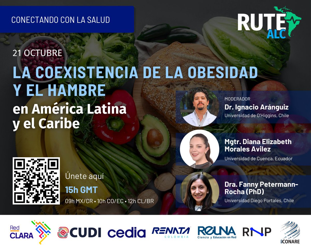 RedCLARA's tweet photo. 📢 La obesidad y el hambre coexisten en millones de hogares de América Latina y el Caribe. ¿Cómo abordar este desafío desde la ciencia, la salud pública y la colaboración regional? https://t.co/2c9ALzN2O0