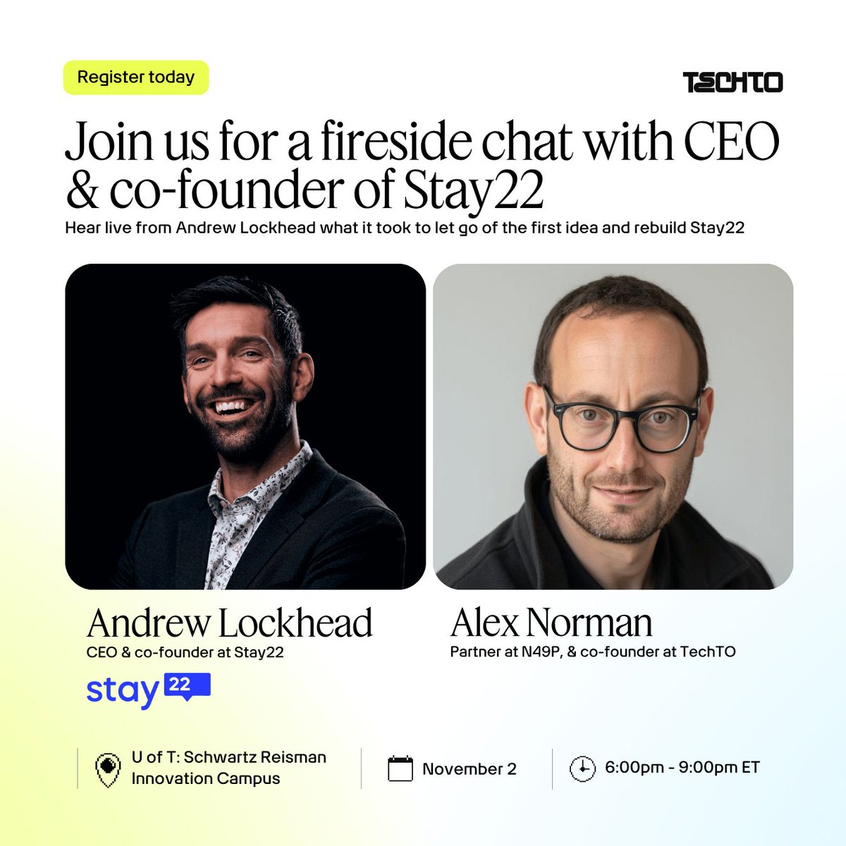 TechTO's tweet photo. @getStay22 turns 10 tonight, the same night it’s named a Montreal Rocketship for the third time.

It started in 2016 as a hotel map for esports fans. In 2020, COVID wiped out 90% of its revenue in four months. https://t.co/3JljZuBVE7
