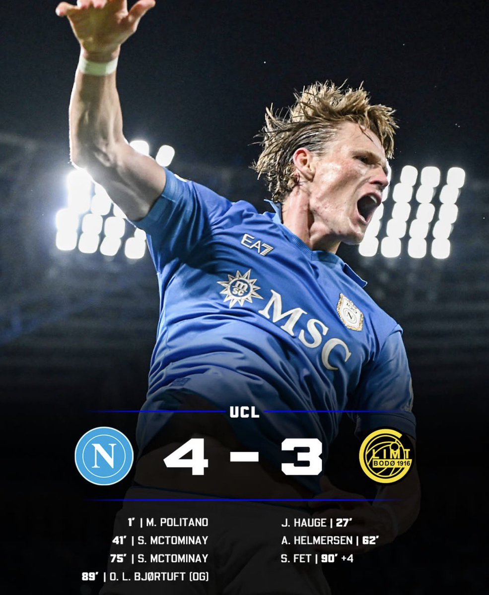 CEO1FK's tweet photo. 🚨 FT: Napoli-Bodø/Glimt 4-3 🔵 https://t.co/ogVHnpYcSV