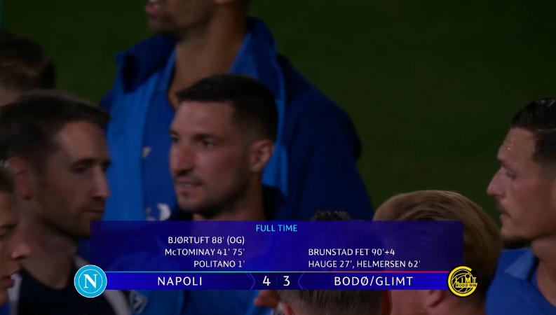 foet247europa's tweet photo. FT Napoli 4 Bodø/Glimt 3. #UCL #NAPBOD https://t.co/Z7k5hZHjVc