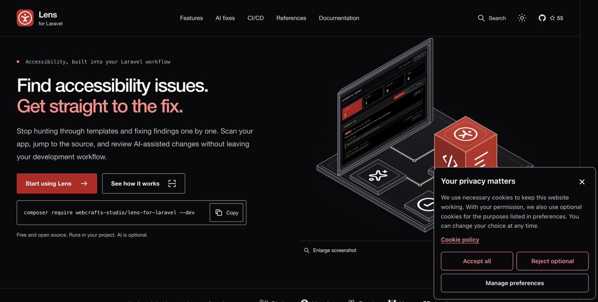 jlipinski_'s tweet photo. While integrating Consent for Laravel into Lens website, I realized it would be nice if the banner could follow the website's theme instead of relying on the system (or config) preference.

Shipped in v1.5.2 :)

Consent: https://t.co/nVMyJpVIRt
Lens: https://t.co/nWPvtMHUoh https://t.co/on4lXuTN15