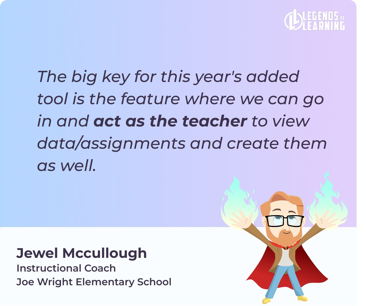 legendlearning's tweet photo. Real teachers. Real impact. 💜

From tracking student progress to keeping students excited about learning, hear how Legends of Learning supports educators like Jewel McCullough at Joe Wright Elementary School! 🎮📚

#GameBasedLearning #EdTech https://t.co/7GwHsxUqce