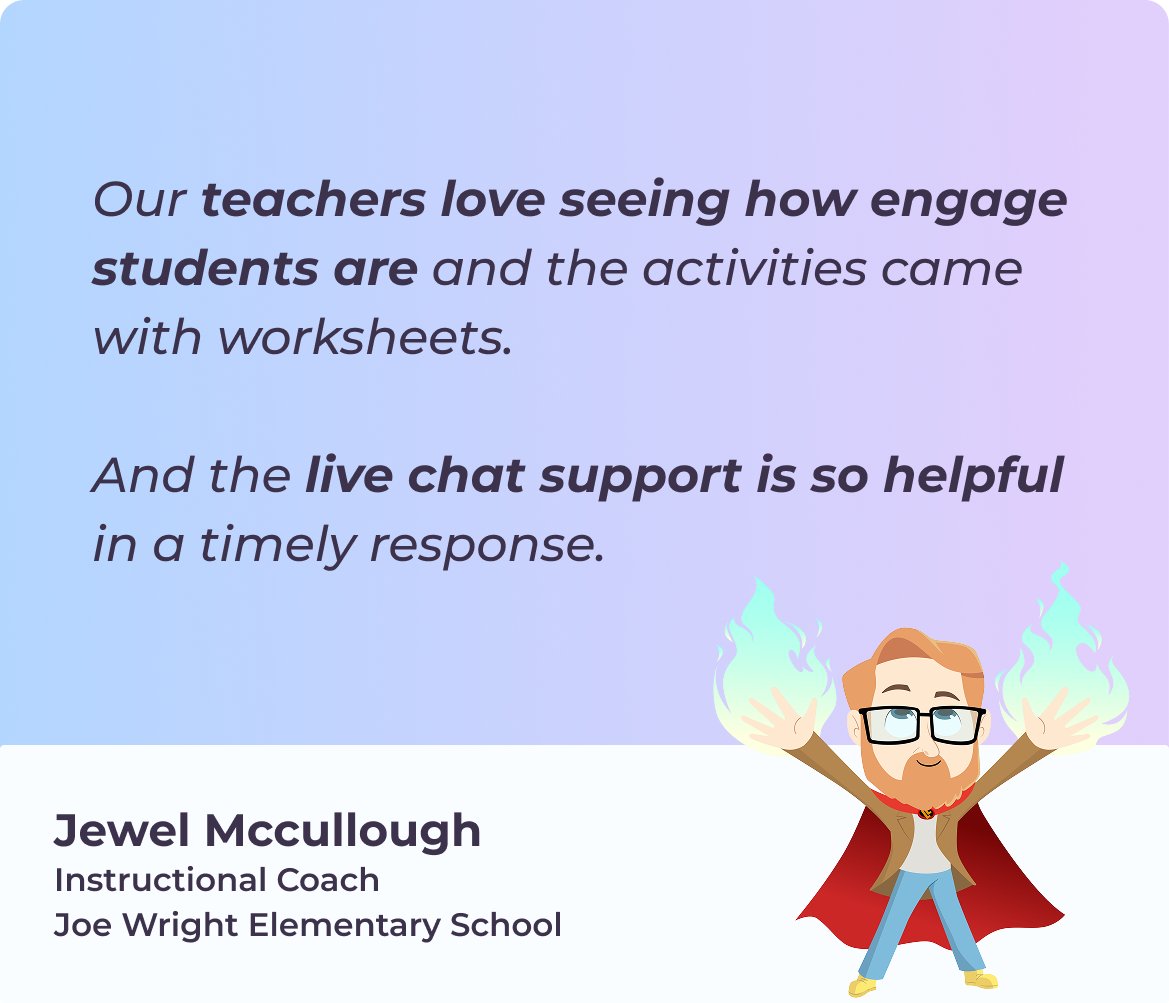 legendlearning's tweet photo. Real teachers. Real impact. 💜

From tracking student progress to keeping students excited about learning, hear how Legends of Learning supports educators like Jewel McCullough at Joe Wright Elementary School! 🎮📚

#GameBasedLearning #EdTech https://t.co/7GwHsxUqce