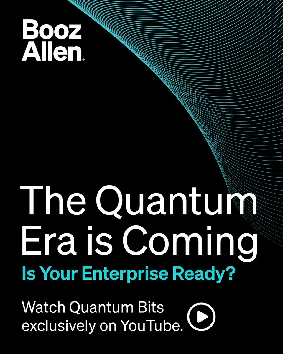 BoozAllen's tweet photo. Quantum computers could eventually break the encryption protecting sensitive data.  

In Quantum Bits, our exclusive YouTube series, Booz Allen’s CTO, @BillJVass, breaks down why post-quantum cryptography (PQC) matters now and what government and enterprise should consider as we prepare for the quantum era.  

Watch Quantum Bits: https://t.co/CTogshYnGv