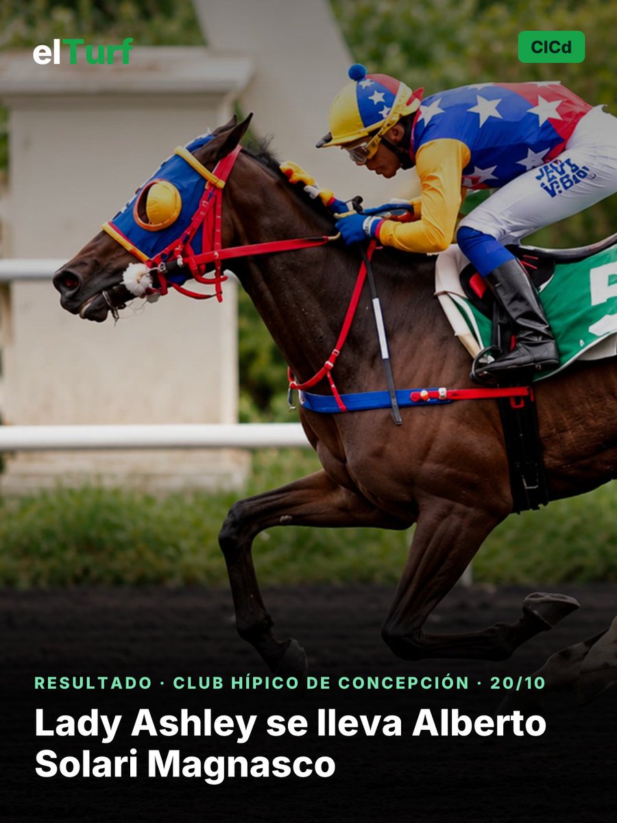 ElTurf's tweet photo. 🐎 Lady Ashley se lleva Alberto Solari Magnasco

La crónica completa 👉 https://t.co/F4Q1tMAbBp https://t.co/KdS8jTEUD9