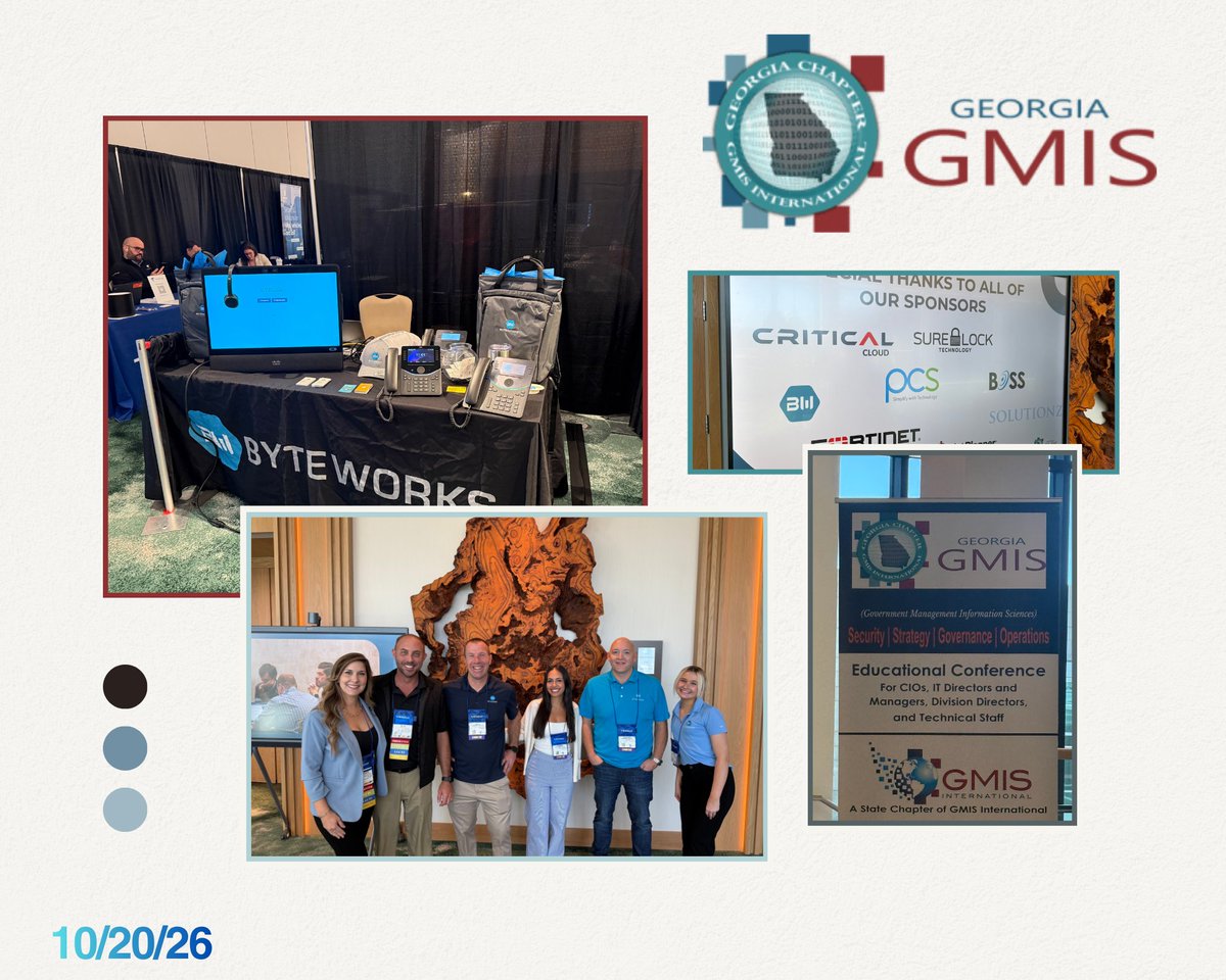 Byteworks's tweet photo. We are here 📍
"Georgia Grown: Technology Driven" 🌱💻

2026 Fall GA #GMIS Conference in Duluth!

From CGCIO and LGCIO to Geek Trak and Network Trak, GA GMIS is all about growing the next generation of public-sector tech leaders at every career stage. 🚀

More to come! 🦾 https://t.co/W4EnMZ5i5l