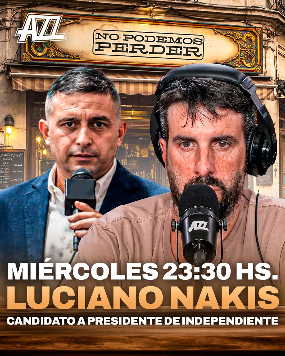 azzenstream's tweet photo. Este miércoles a las 23:30 h, @FlavioAzzaro y la mesa de #NoPodemosPerder reciben a Luciano Nakis, candidato a presidente de Independiente https://t.co/Jj5BBAp6xm