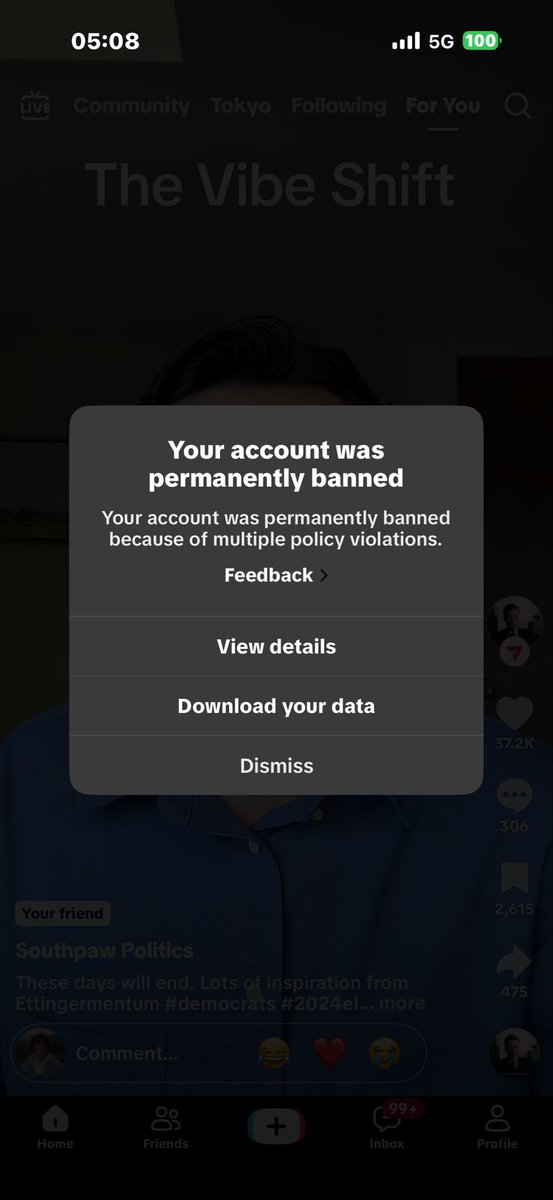guychristensen_'s tweet photo. I need your help.

Tiktok has permanently banned my account for speaking on the conditions in Italy’s South during the strikes. 

IDK what to do. TikTok restored the video but not my account?
Can we make noise to restore/protect my voice? https://t.co/TZ57gY0Gbv