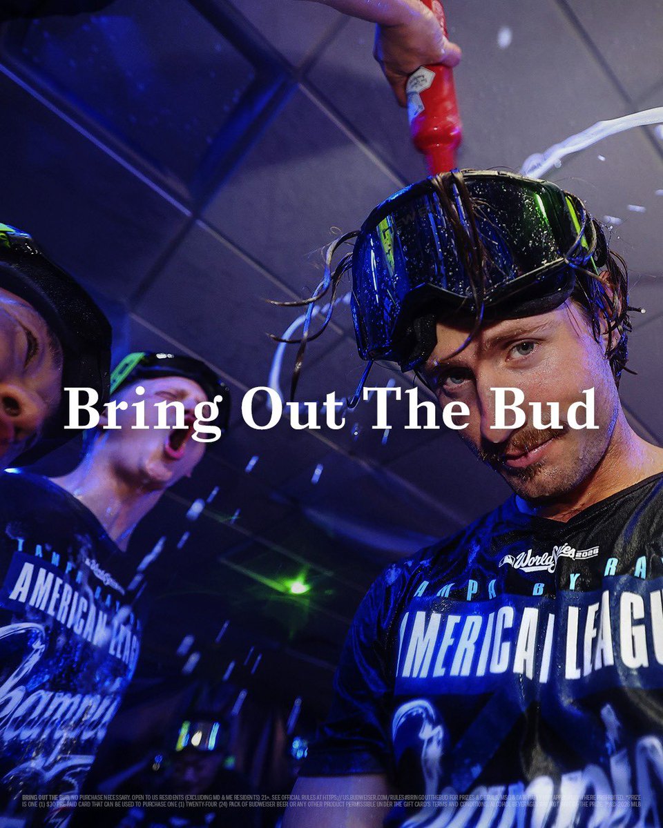budweiserusa's tweet photo. 🍺 WORLD SERIES BOUND🍺​

Tampa Bay, it's time to celebrate. Use #BringOutTheBud #Sweepstakes for your chance to win a CELEBRATION'S WORTH OF BEER MONEY. Congrats, @RaysBaseball https://t.co/Jqmbpb5nN1