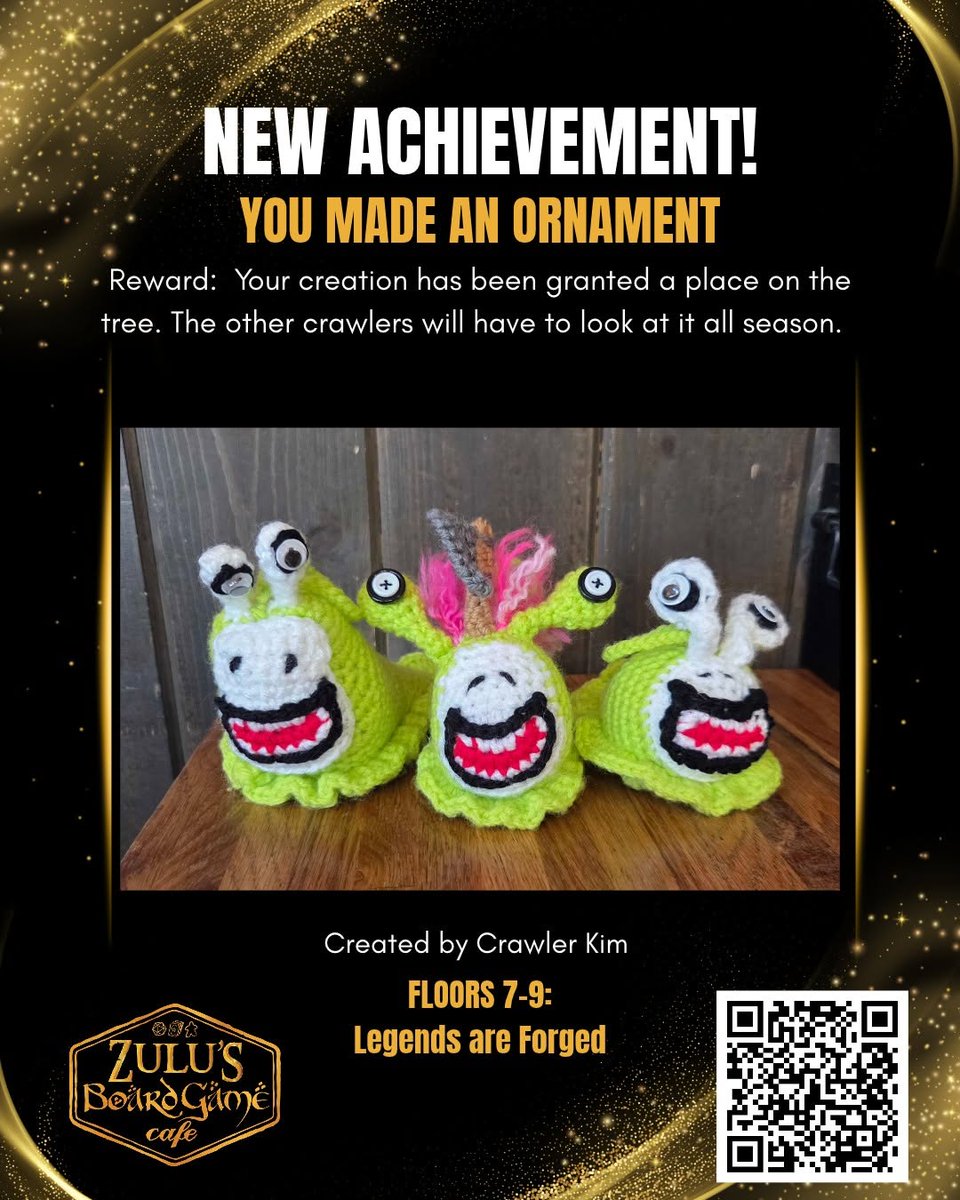 ZulusGameCafe's tweet photo. Crawler Kim has answered the call!
Join in the holiday fun! We're building a 12ft Dungeon Crawler Carl tree that tells the story of the crawl — and you're invited to build it with us.
Details & Registration: https://t.co/TaURSibNcU
#zulusgames #dungeoncrawlercarl #nerdcore https://t.co/SI4MWMQvZf