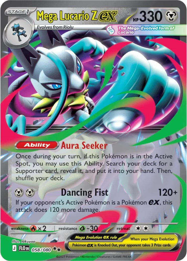 pokebeach's tweet photo. "Flowing Fists" Pokemon TCG Set to Release in February Starring Mega Lucario Z ex!

Check out this article on PokeBeach for all the details:

➡️ https://t.co/6WKb1Jsguc https://t.co/3RQZJMnvsk