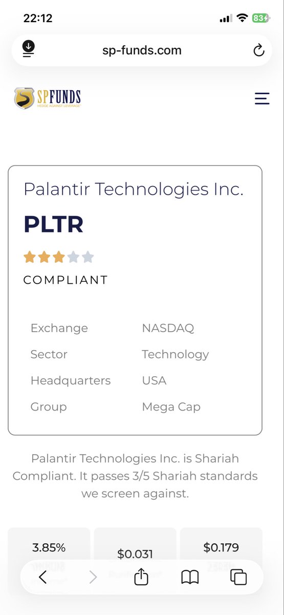 SafdarAlam's tweet photo. Palantir is deemed Shariah compliant by several globally recognised Shariah screening standards 

Including AAOIFI. 

The Shariah board at AAOIFI comprises the most experienced and renowned Scholars in the world

Either you accept Palantir is Shariah compliant or you stop using “the scholars approved it” as a defence for Islamic products. 

Pick your lane.