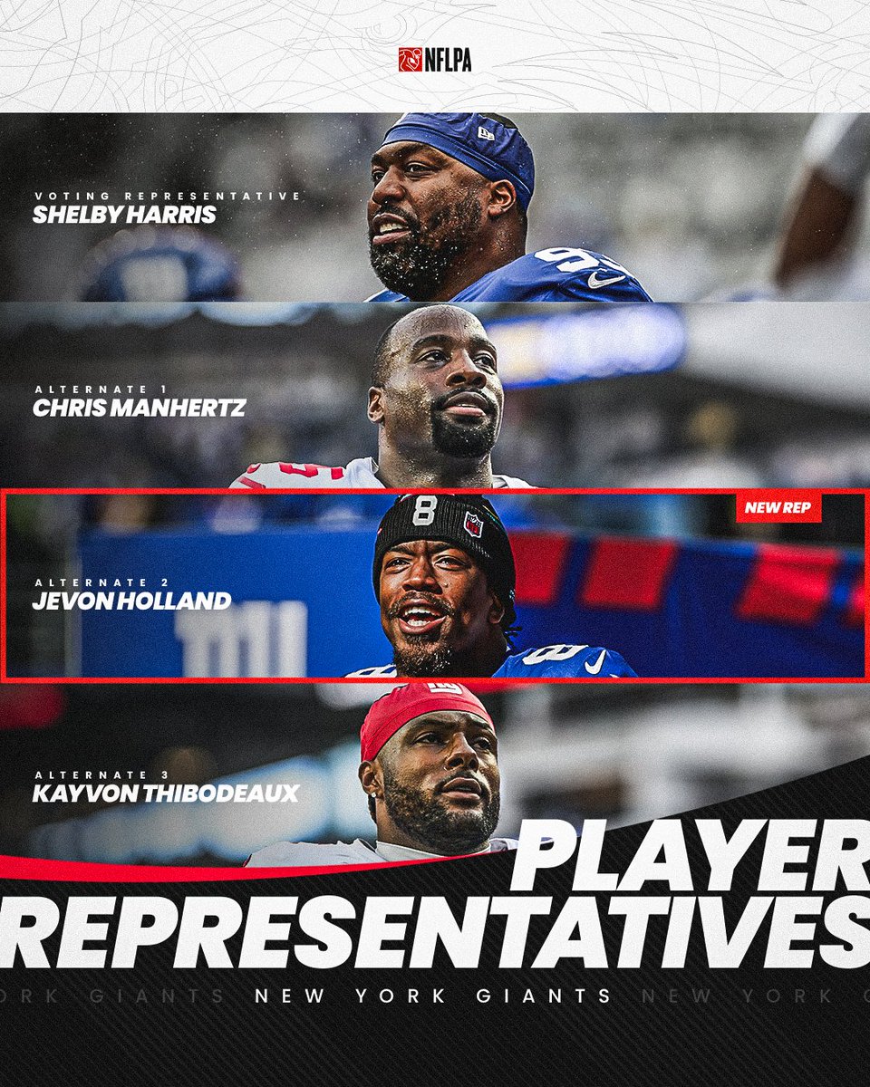 NFLPA's tweet photo. Show some love for the 2026–2027 NFLPA player reps for the Patriots, Giants, Steelers and Jets 🔥 https://t.co/MVYnMXUbNA