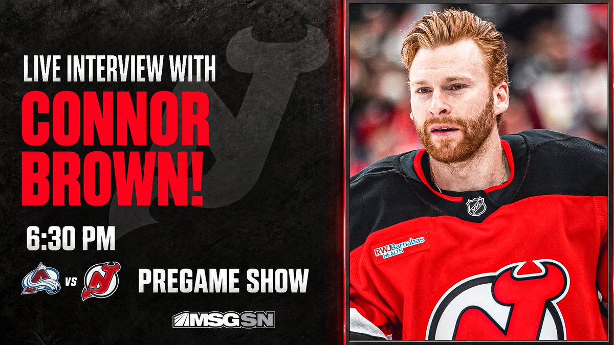 brycesalvador's tweet photo. Thrilled that Downtown Brown is back in the #NJDevils lineup tonight! I'm also excited to see how quickly he and his linemates, Glass and Boqvist, develop chemistry.

Tune in at 6:30 p.m. for a rinkside chat with him during our @DevilsMSGN Pregame Show!

@NJDevils @NJDevilsPR https://t.co/S4erEXqn2O