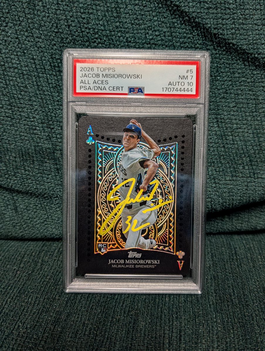 SportsCardInv's tweet photo. They had their 2026 Topps Jacob Misiorowski 'All Aces' signed in yellow ink and it looks 🔥🔥

📸: u/ninjaofcs https://t.co/BQnPGXzR3P